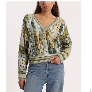 Express Multicolor Knit V-Neck Sweater